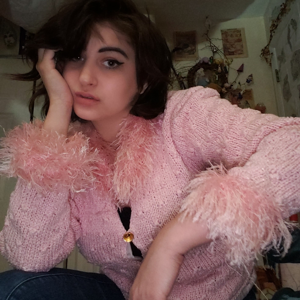 Vintage pink Fluffy Cardigan